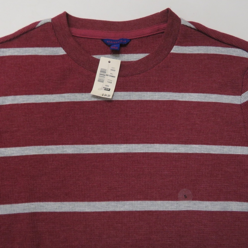Aeropostale Red Gray‎ Striped Crew Sweater - Picture 2 of 4